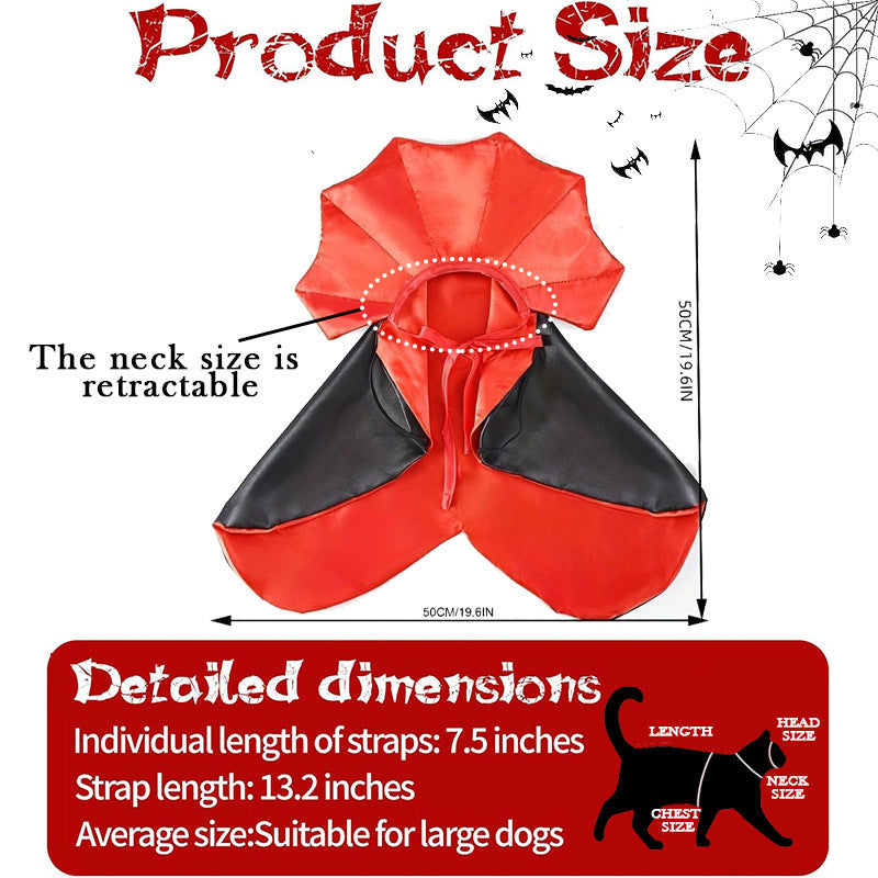 Halloween Vampire Cape for Cats & Dogs – Witch Cloak Pet Costume
