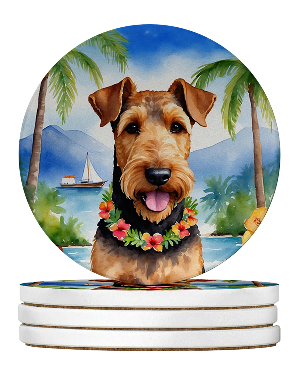 Luau Party Large Sandstone Coasters (Pack of 4)