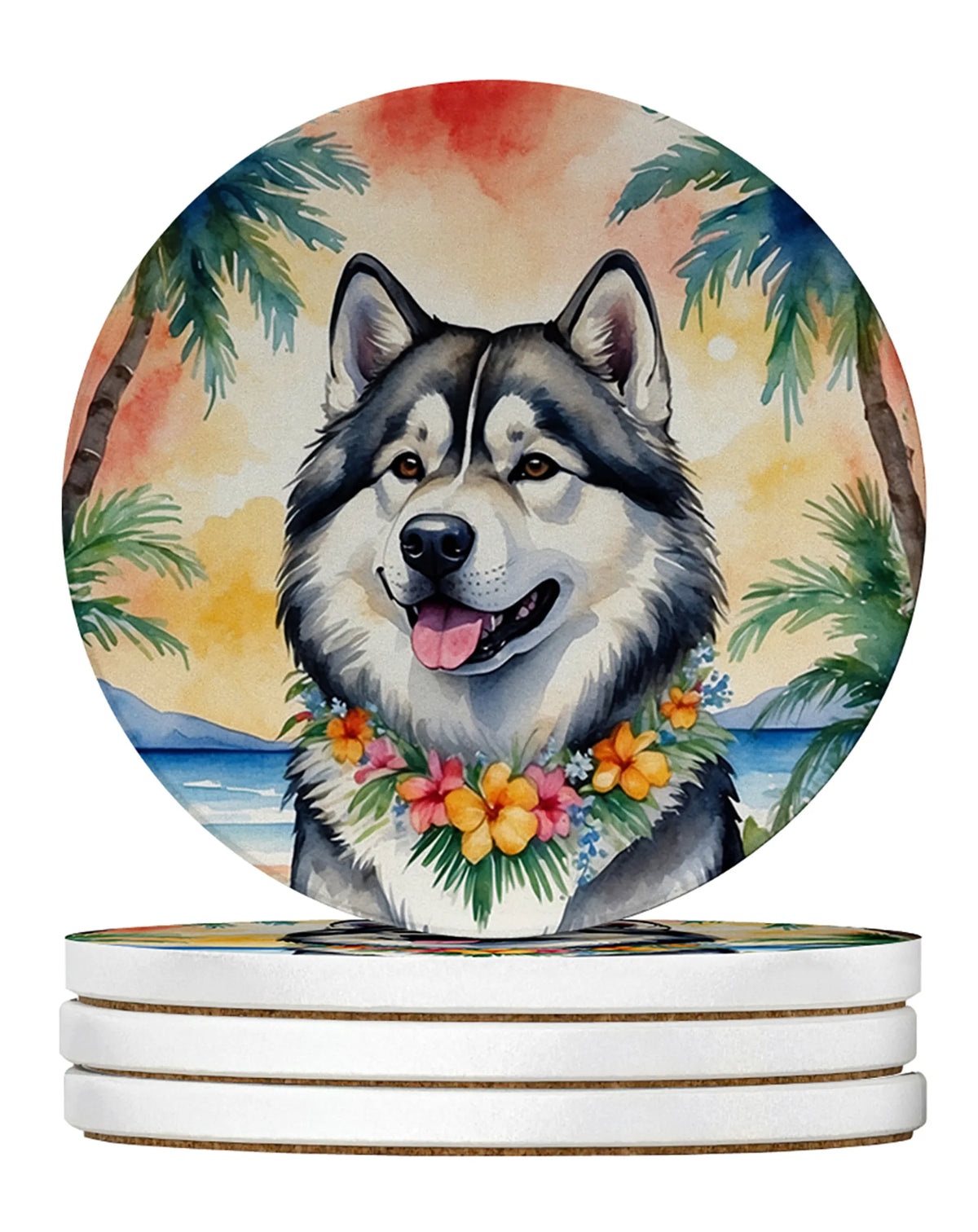 Luau Party Large Sandstone Coasters (Pack of 4)