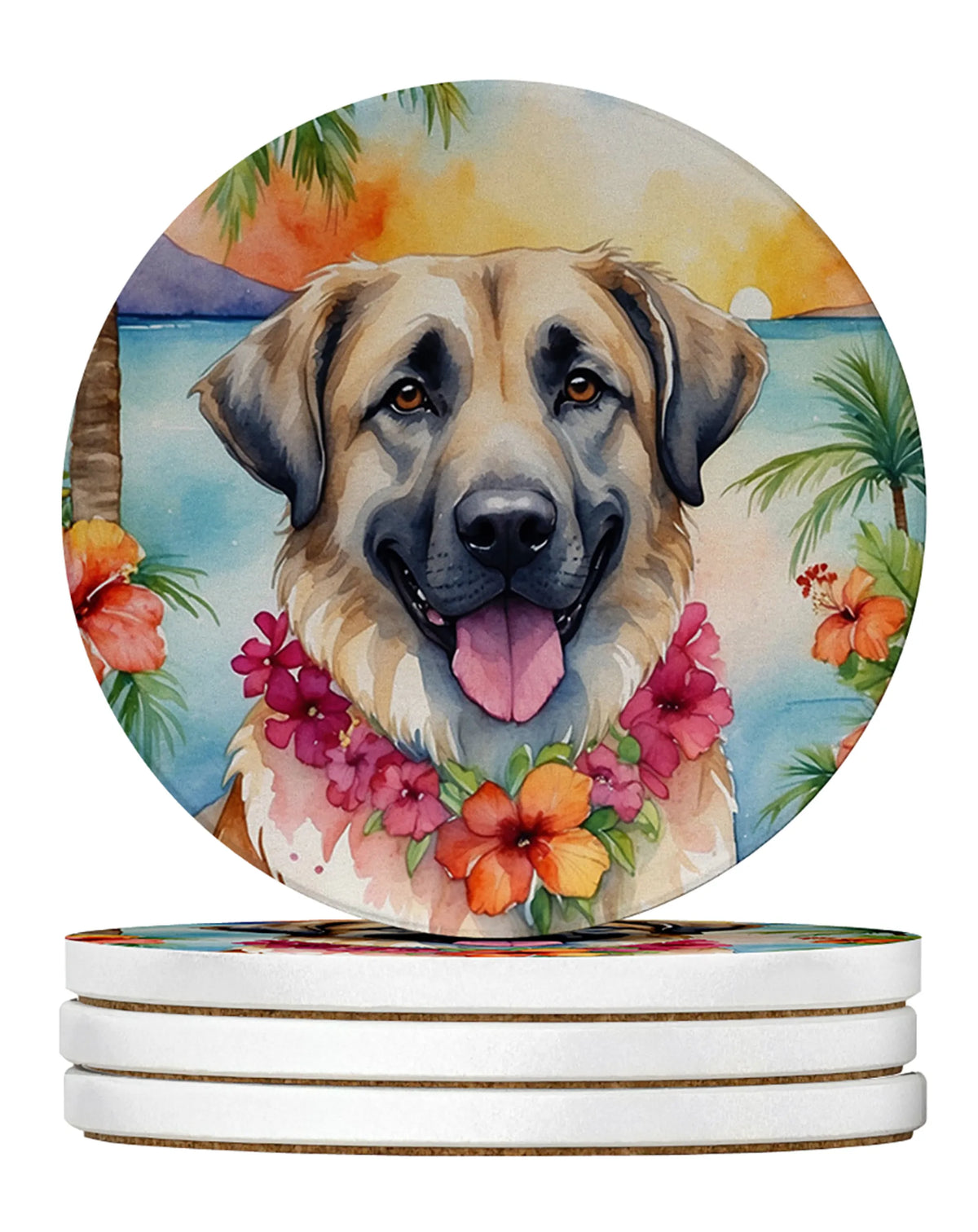 Luau Party Large Sandstone Coasters (Pack of 4)
