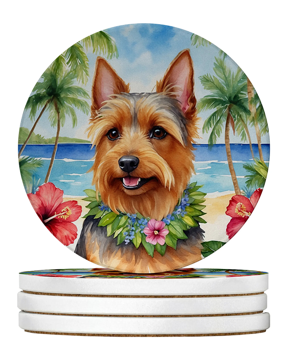 Luau Party Large Sandstone Coasters (Pack of 4)