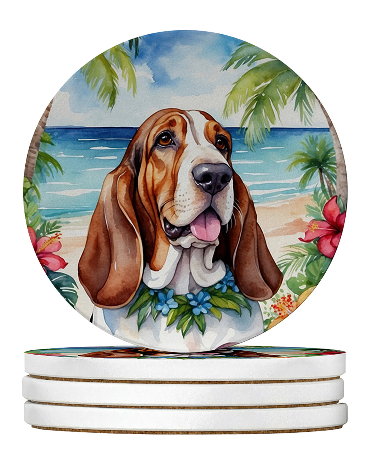 Luau Party Large Sandstone Coasters (Pack of 4)