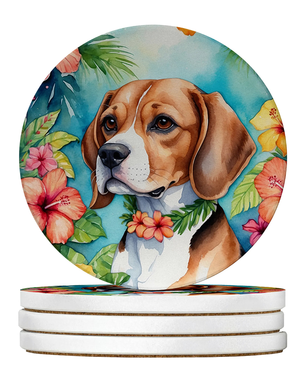 Luau Party Large Sandstone Coasters (Pack of 4)