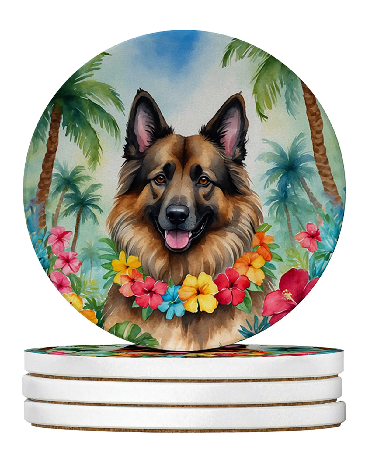 Luau Party Large Sandstone Coasters (Pack of 4)