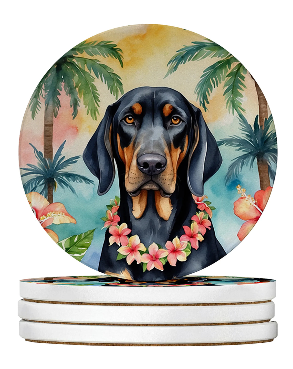 Luau Party Large Sandstone Coasters (Pack of 4)
