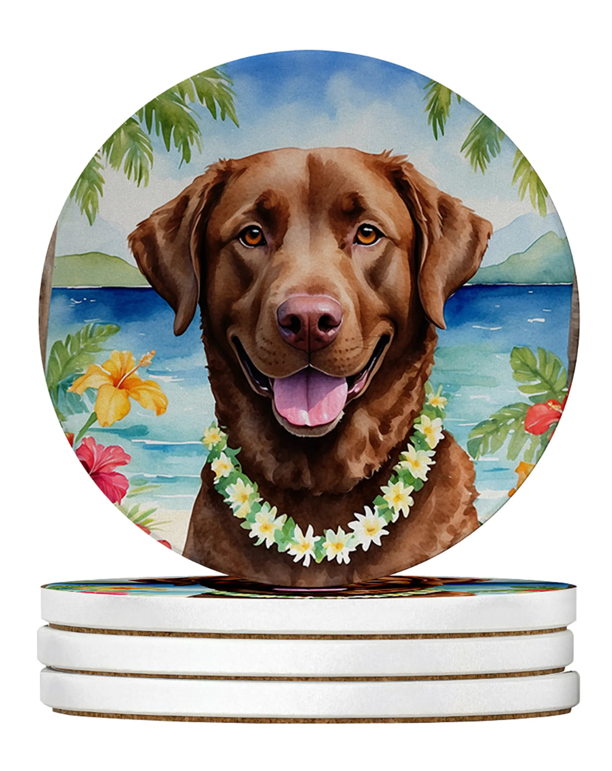 Luau Party Large Sandstone Coasters (Pack of 4)