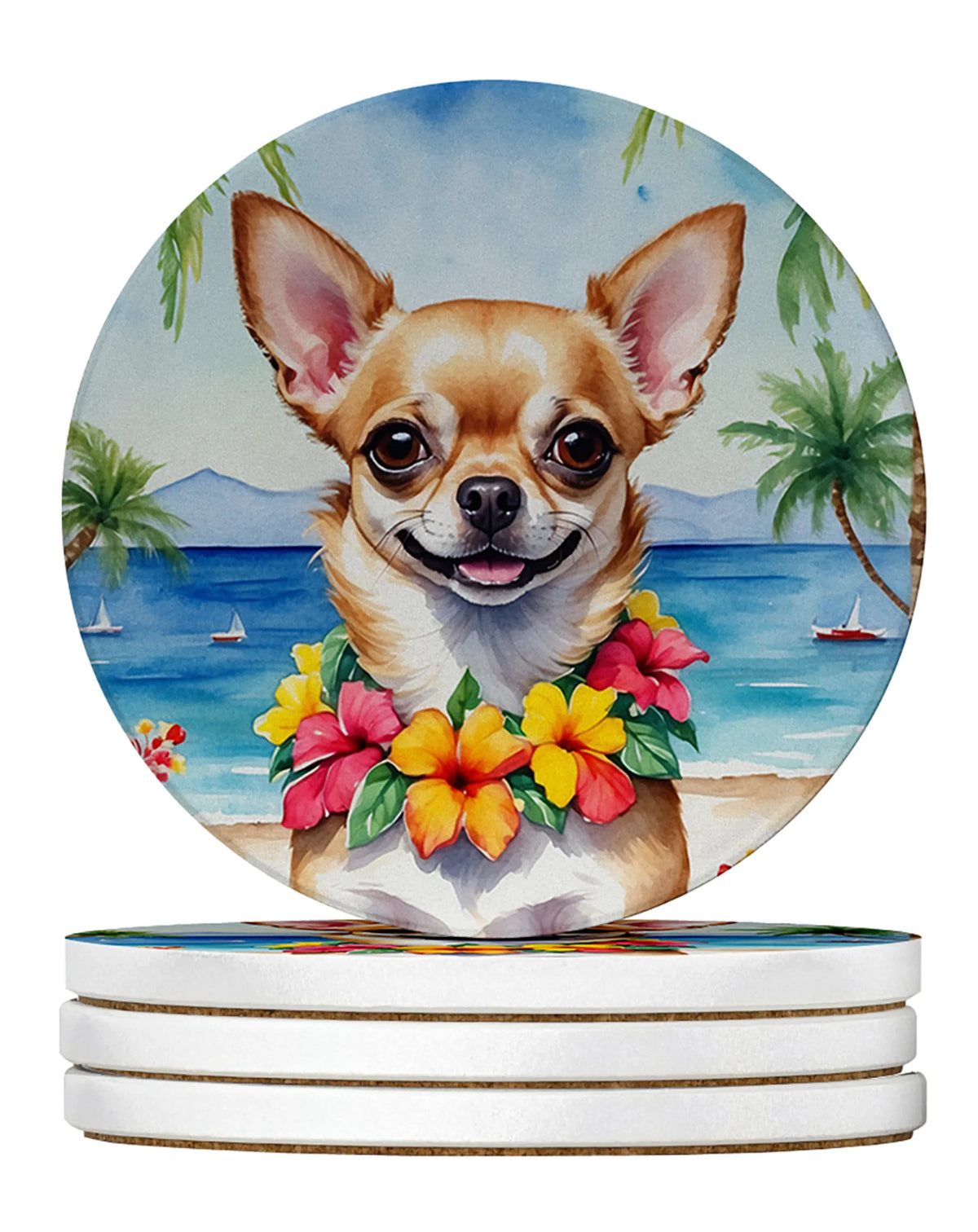 Luau Party Large Sandstone Coasters (Pack of 4)
