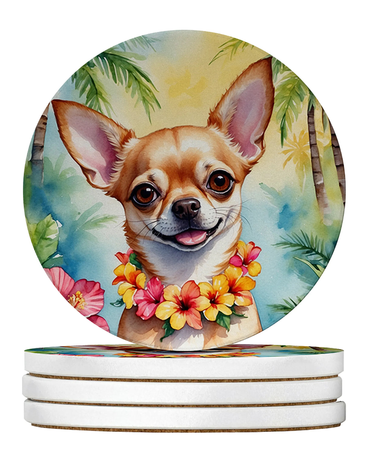 Luau Party Large Sandstone Coasters (Pack of 4)