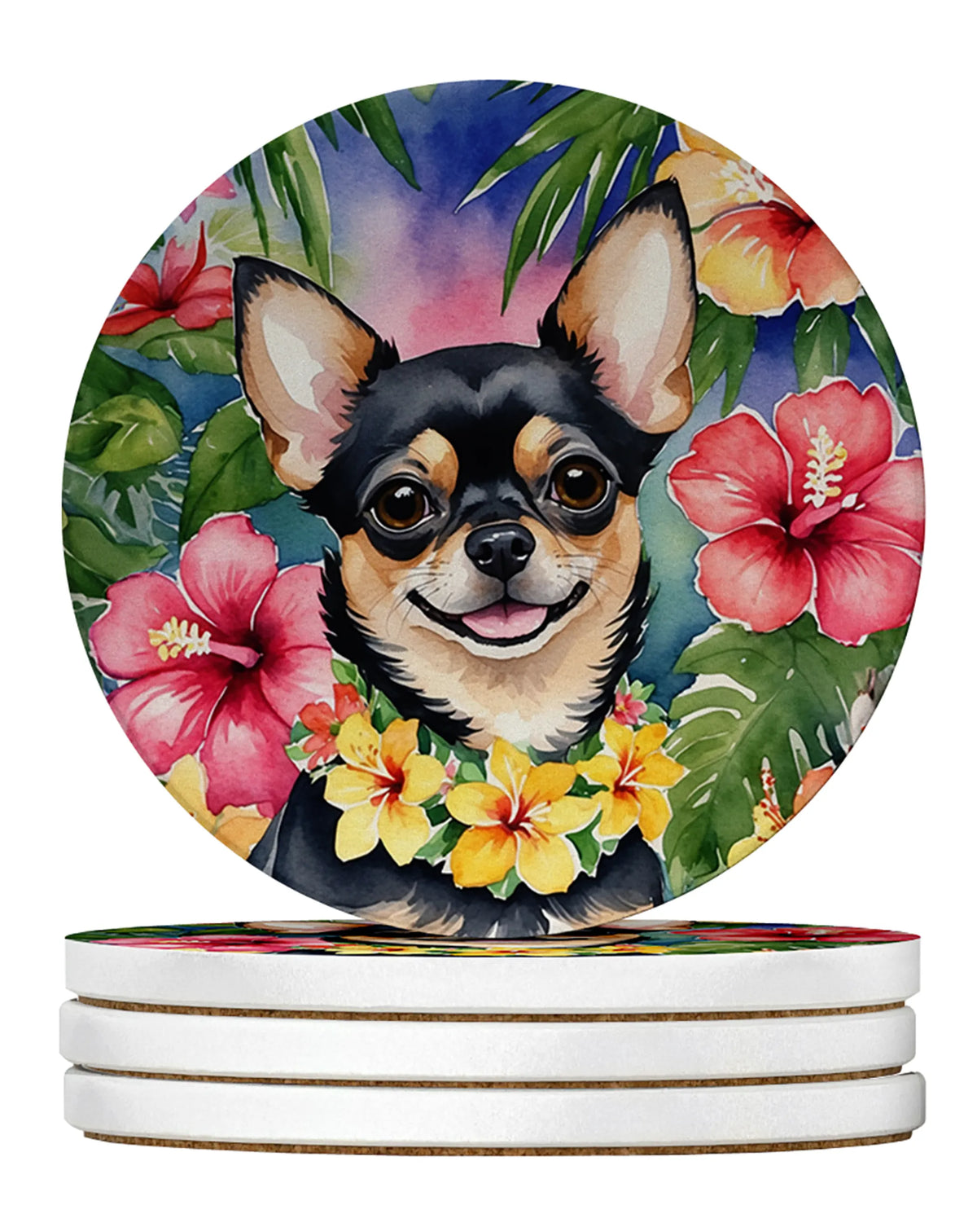 Luau Party Large Sandstone Coasters (Pack of 4)