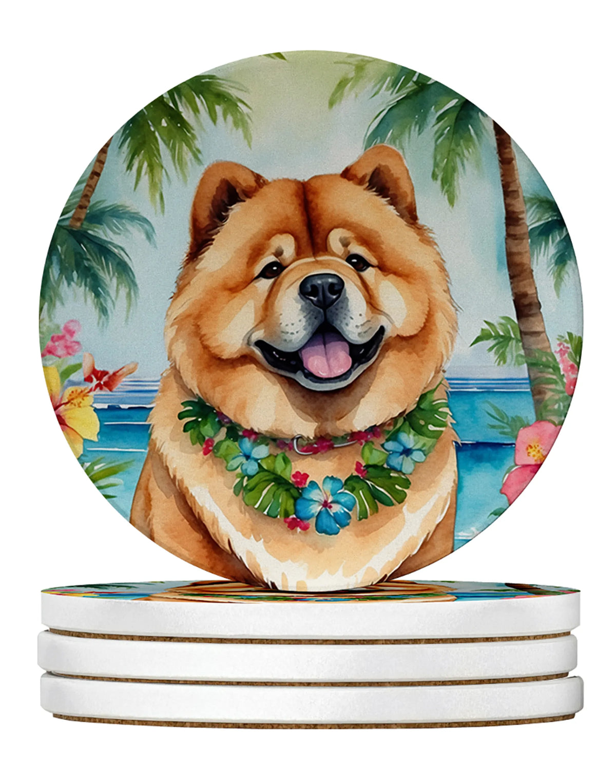 Luau Party Large Sandstone Coasters (Pack of 4)