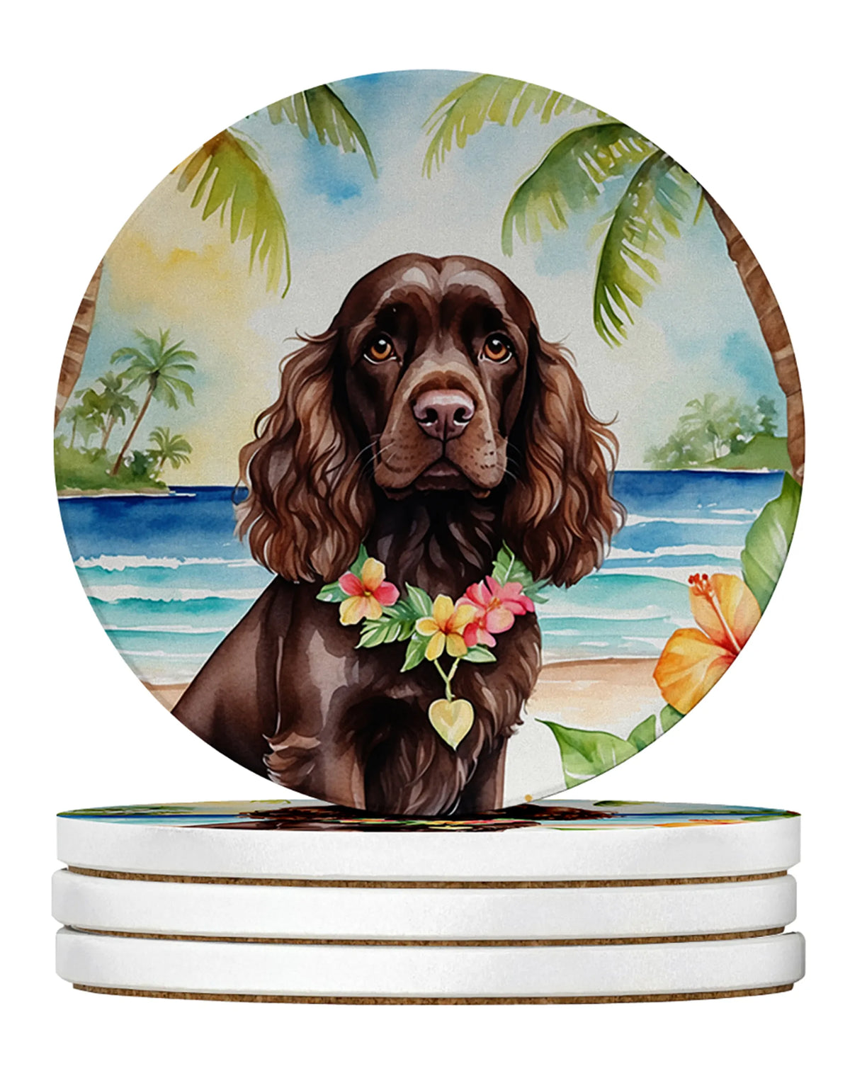 Luau Party Large Sandstone Coasters (Pack of 4)