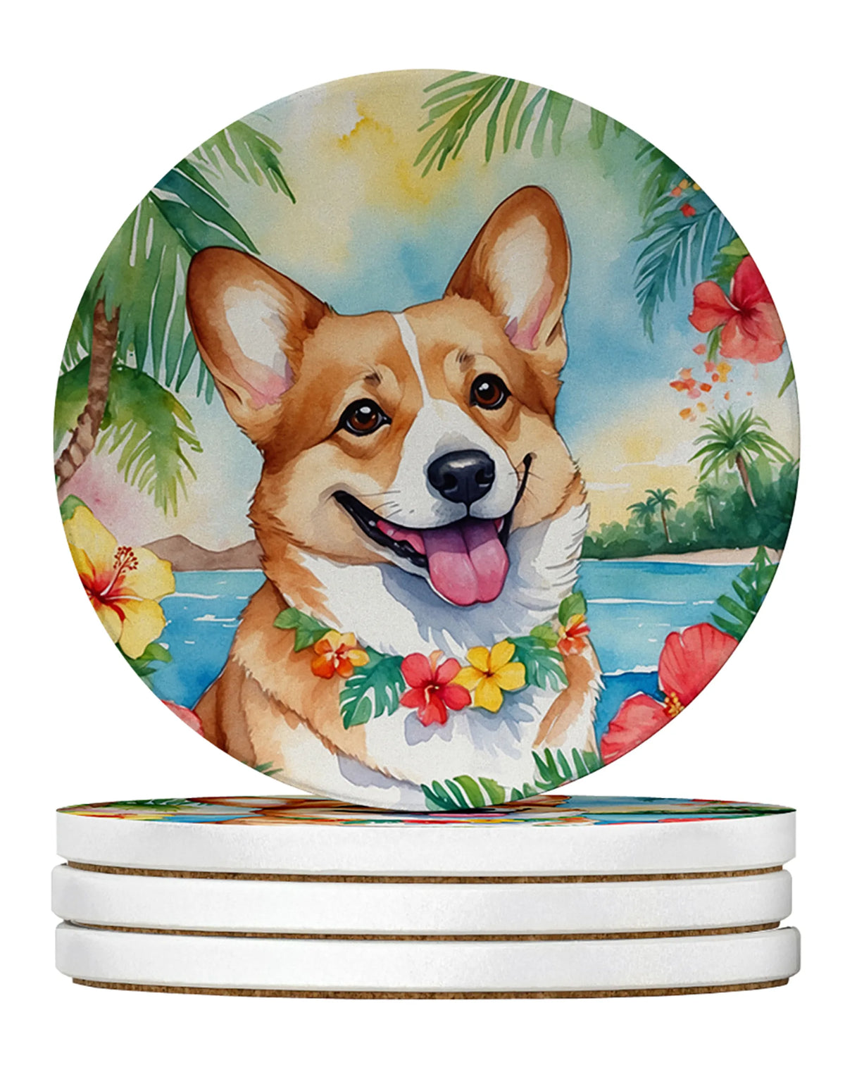 Luau Party Large Sandstone Coasters (Pack of 4)