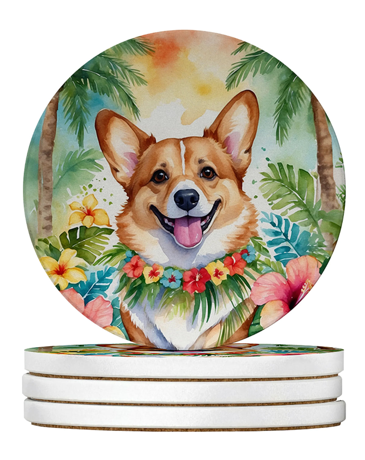 Luau Party Large Sandstone Coasters (Pack of 4)