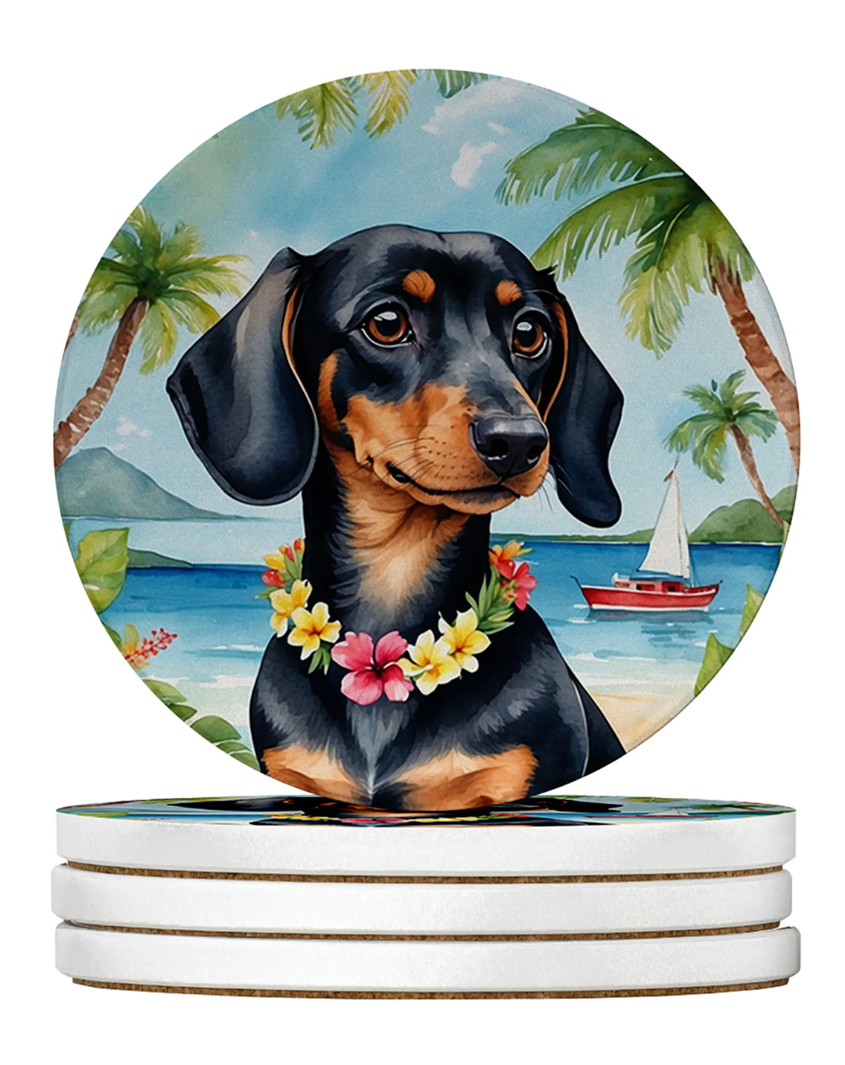 Luau Party Large Sandstone Coasters (Pack of 4)