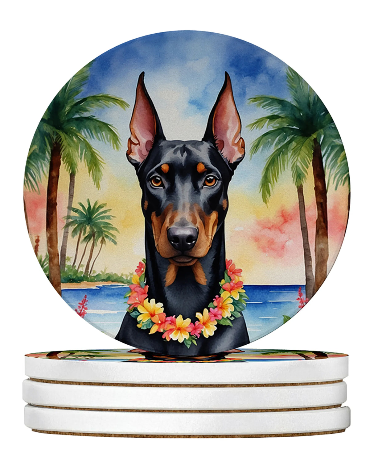 Luau Party Large Sandstone Coasters (Pack of 4)