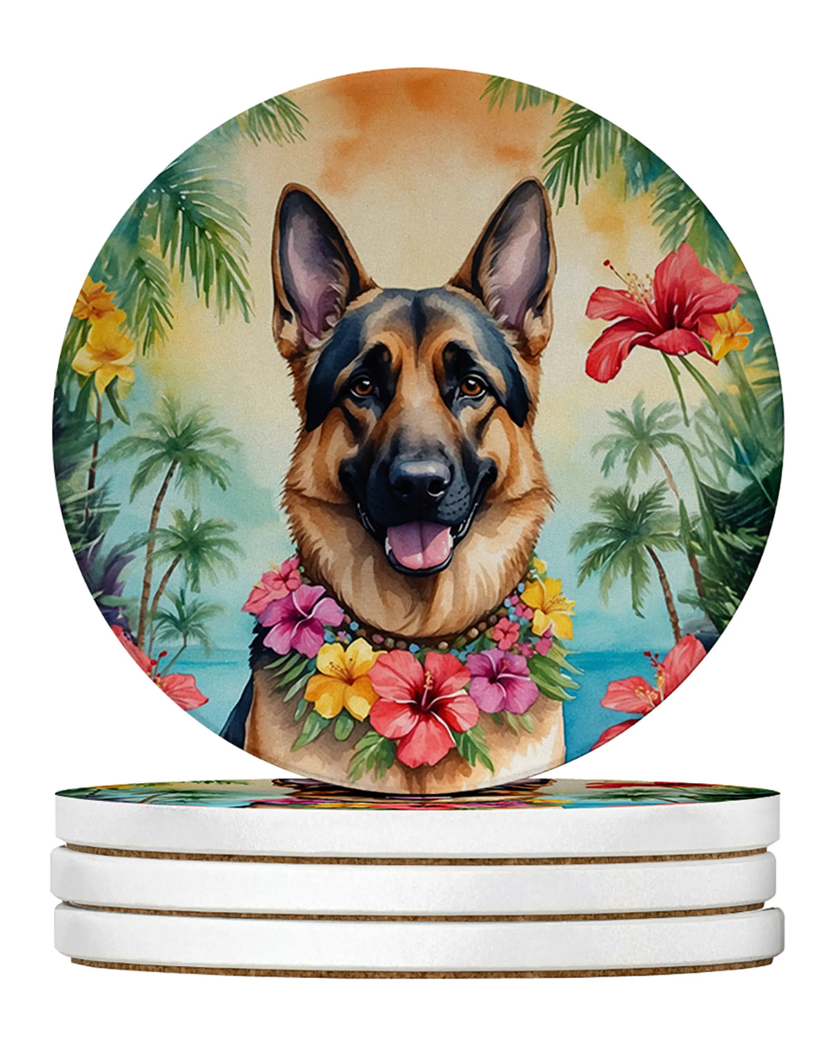 Luau Party Large Sandstone Coasters (Pack of 4)