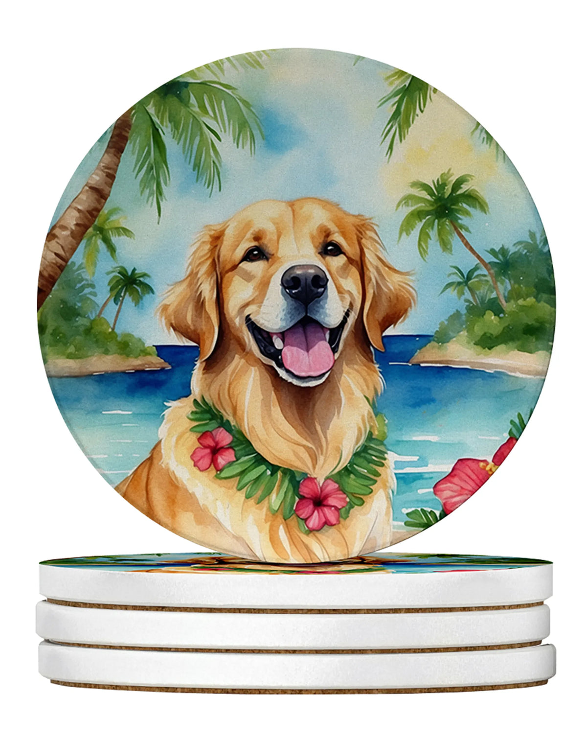 Luau Party Large Sandstone Coasters (Pack of 4)