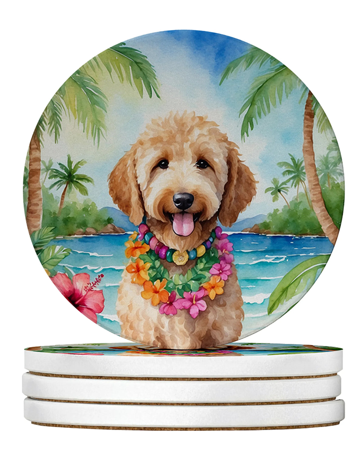 Luau Party Large Sandstone Coasters (Pack of 4)