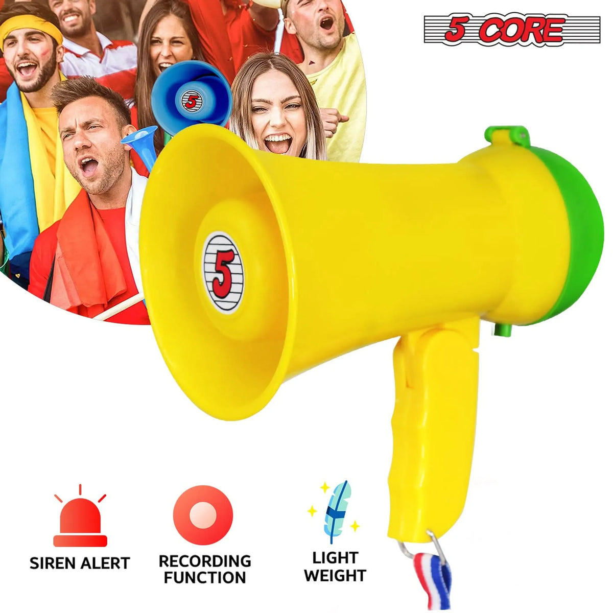 Megaphone Bullhorn Speaker 15W Mini Battery Power Bull horn w Siren 400 Yard Range