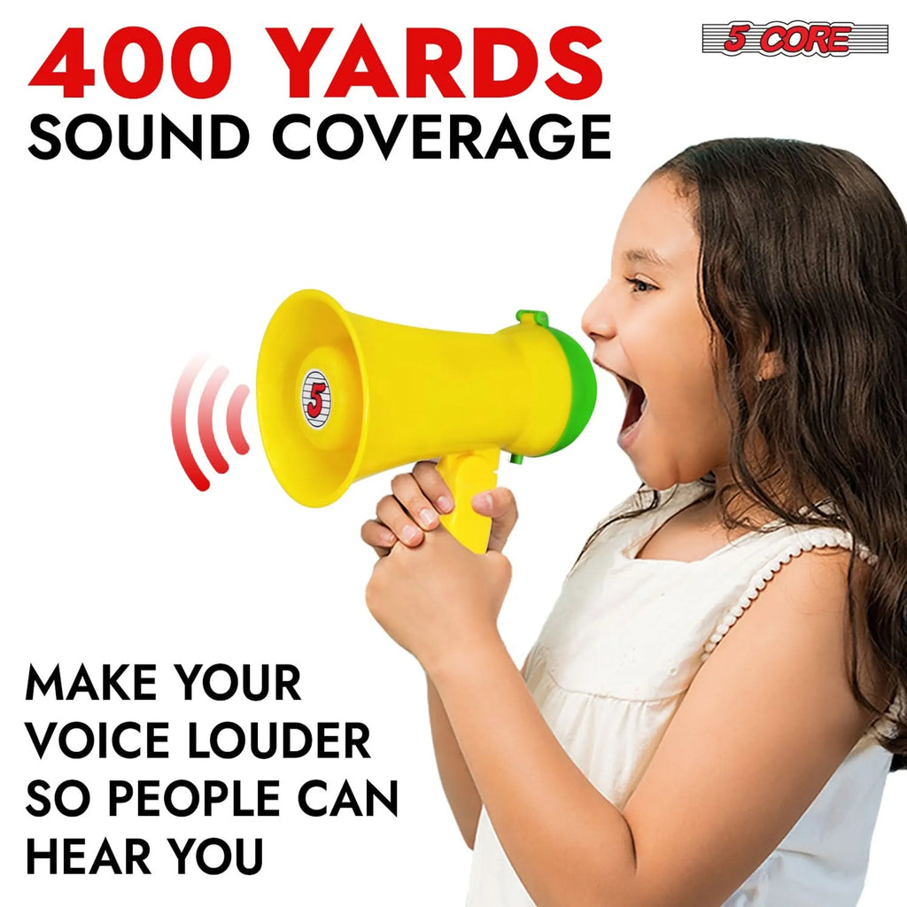 Megaphone Bullhorn Speaker 15W Mini Battery Power Bull horn w Siren 400 Yard Range