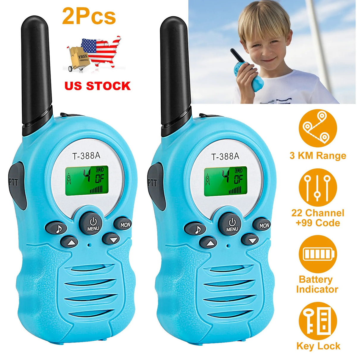 Kid Walkie Talkies 22 Channels 2 Way Radio Gift Toy