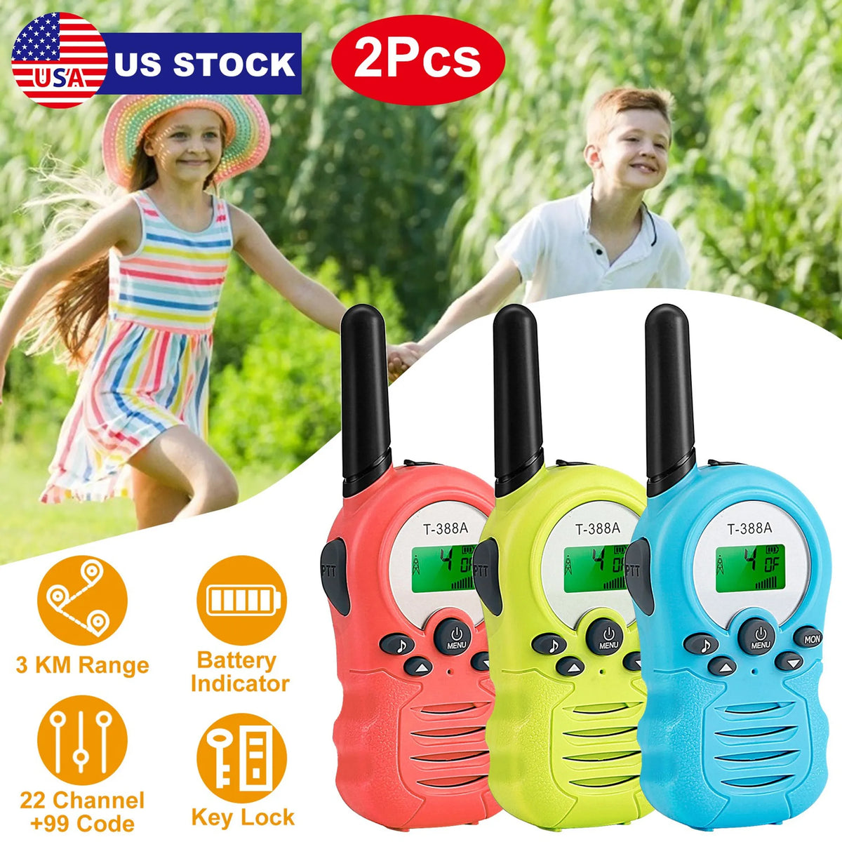 Kid Walkie Talkies 22 Channels 2 Way Radio Gift Toy