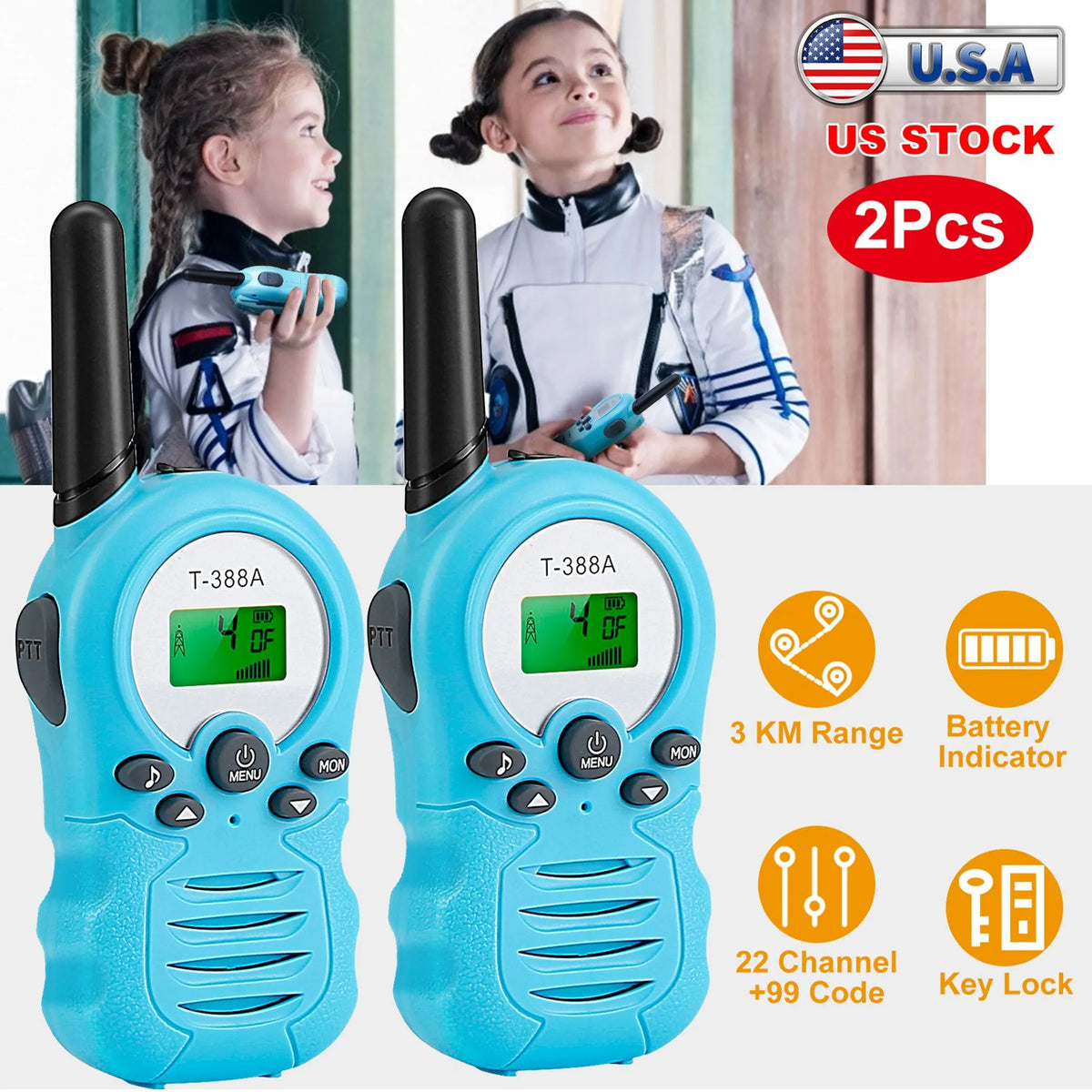 Kid Walkie Talkies 22 Channels 2 Way Radio Gift Toy