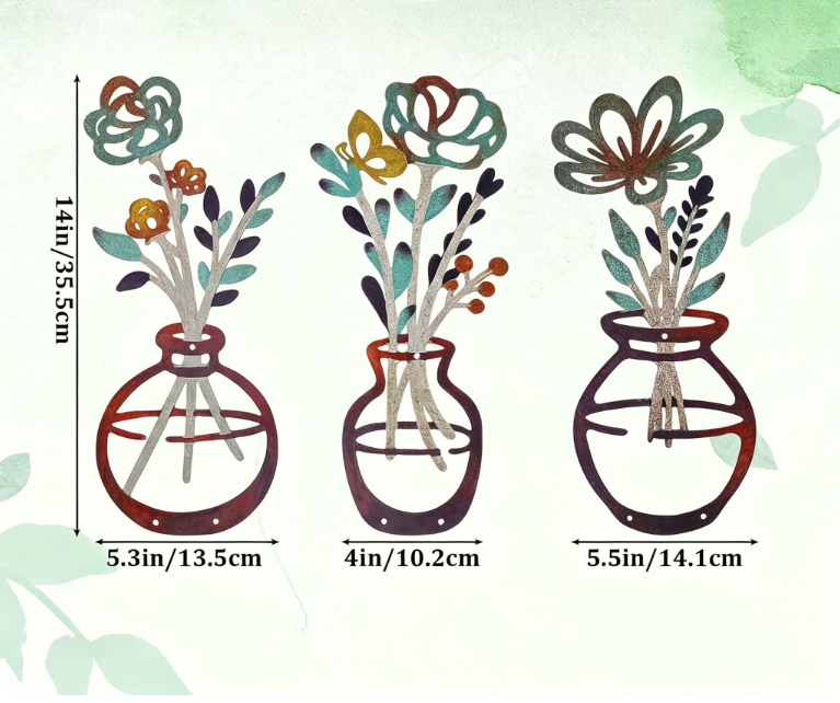 Hot selling Wall Decoration Background Iron Art Painting New Metal Vase Wall Hanging Wall Decoration Bedroom Living Room Home Fu