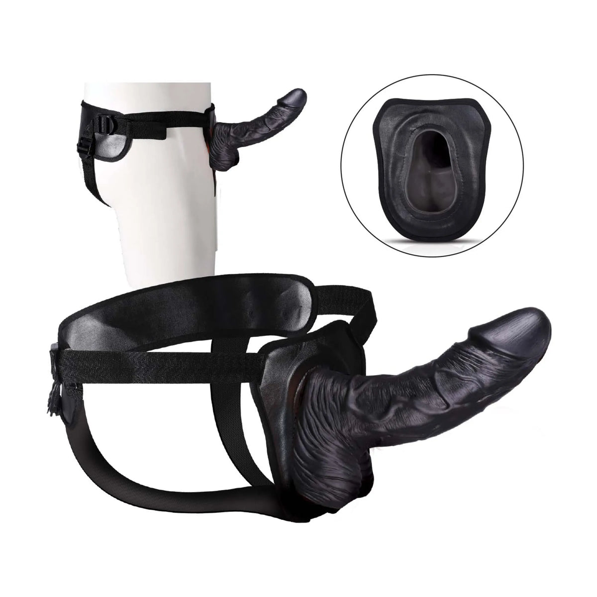 ERECTION ASSISTANT HOLLOW STRAP-ON 8 BLACK "