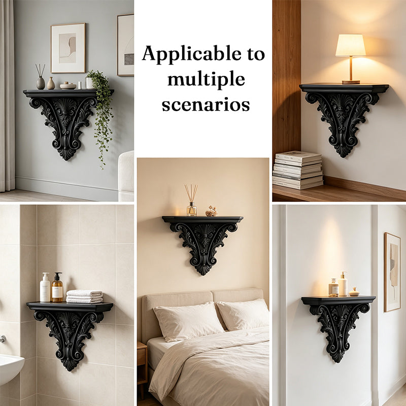 3D Printed Gothic Floating Shelf – Carved Wall Decor & Plant Display Stand