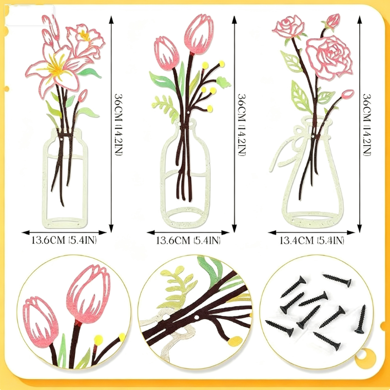 Hot selling Wall Decoration Background Iron Art Painting New Metal Vase Wall Hanging Wall Decoration Bedroom Living Room Home Fu