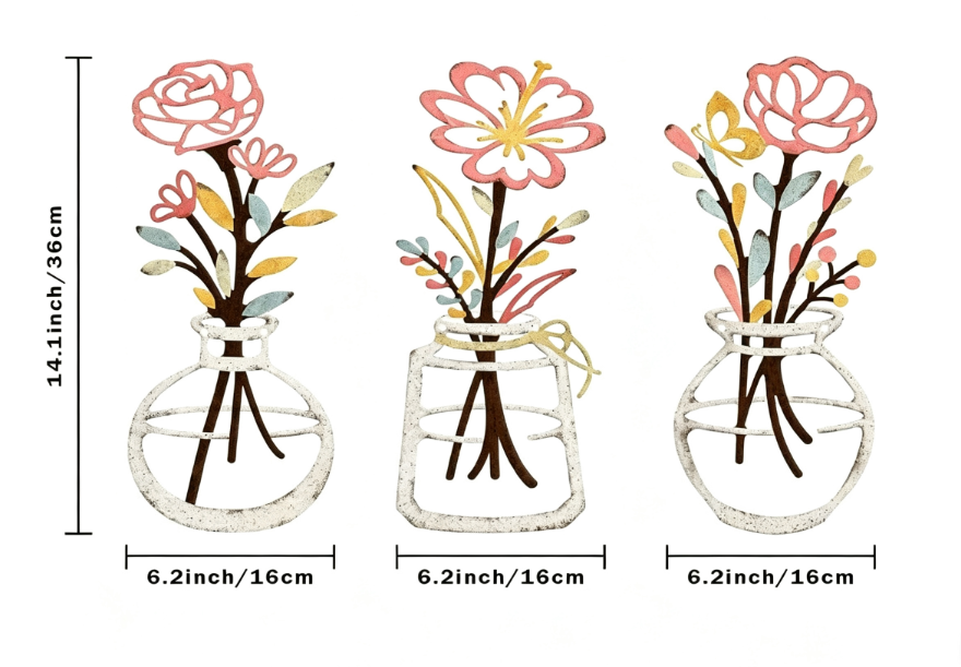 Hot selling Wall Decoration Background Iron Art Painting New Metal Vase Wall Hanging Wall Decoration Bedroom Living Room Home Fu