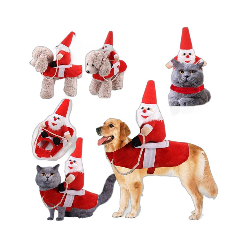 Funny Transformation Pet Costume – Horse Riding, Santa Claus & More for Cats & Dogs