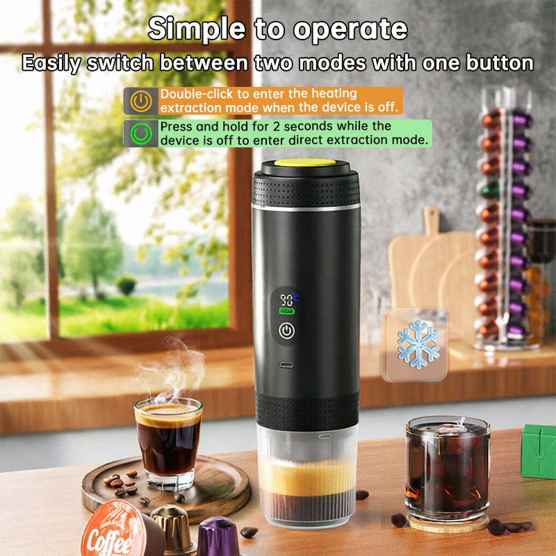 Portable Espresso Machine – 3-in-1 Capsule & Ground Coffee Maker with Digital Display