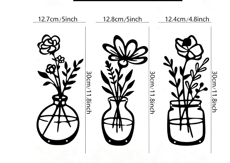 Hot selling Wall Decoration Background Iron Art Painting New Metal Vase Wall Hanging Wall Decoration Bedroom Living Room Home Fu