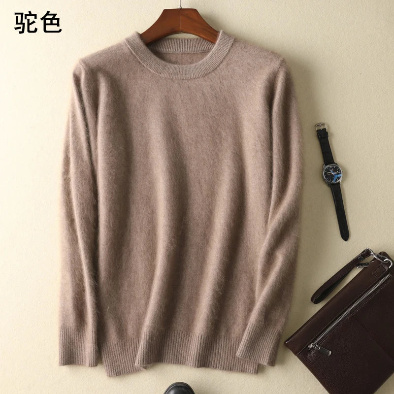 Men's 100% Pure Mink Cashmere Sweaters Soft Warm O-Neck Casual Pullovers Winter Long Sleeve High Quanlity Tops 17Colors Jumpers