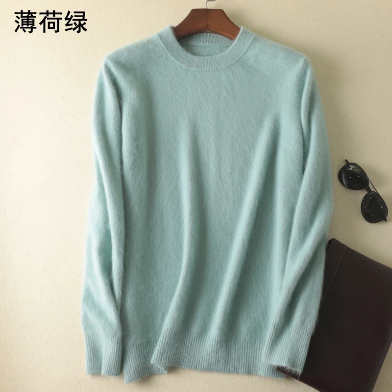 Men's 100% Pure Mink Cashmere Sweaters Soft Warm O-Neck Casual Pullovers Winter Long Sleeve High Quanlity Tops 17Colors Jumpers