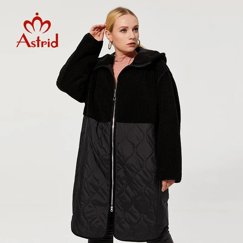 Astrid 2022 winter jacket Hooded long plus size parkas women's winter jackets faux Fur tops Fashion stitching coat women AM-7542