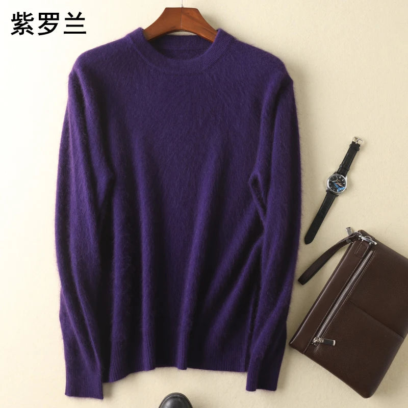 Men's 100% Pure Mink Cashmere Sweaters Soft Warm O-Neck Casual Pullovers Winter Long Sleeve High Quanlity Tops 17Colors Jumpers