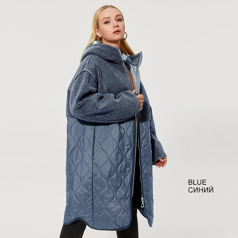 Astrid 2022 winter jacket Hooded long plus size parkas women's winter jackets faux Fur tops Fashion stitching coat women AM-7542