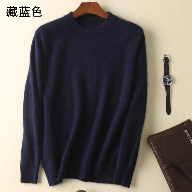 Men's 100% Pure Mink Cashmere Sweaters Soft Warm O-Neck Casual Pullovers Winter Long Sleeve High Quanlity Tops 17Colors Jumpers