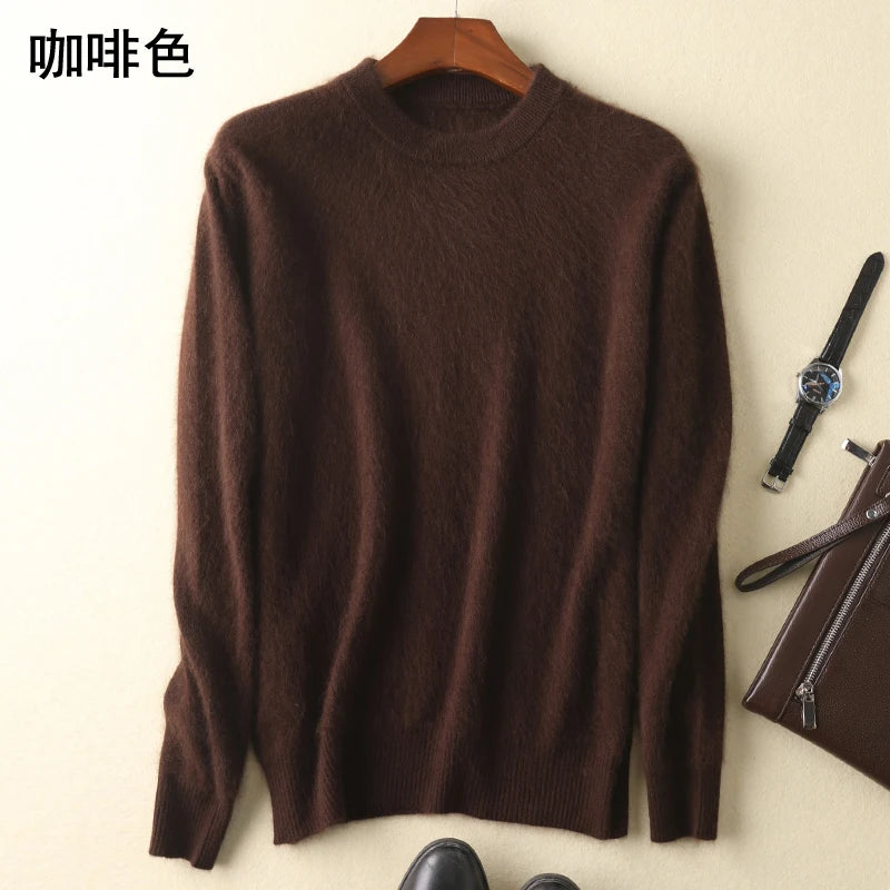 Men's 100% Pure Mink Cashmere Sweaters Soft Warm O-Neck Casual Pullovers Winter Long Sleeve High Quanlity Tops 17Colors Jumpers