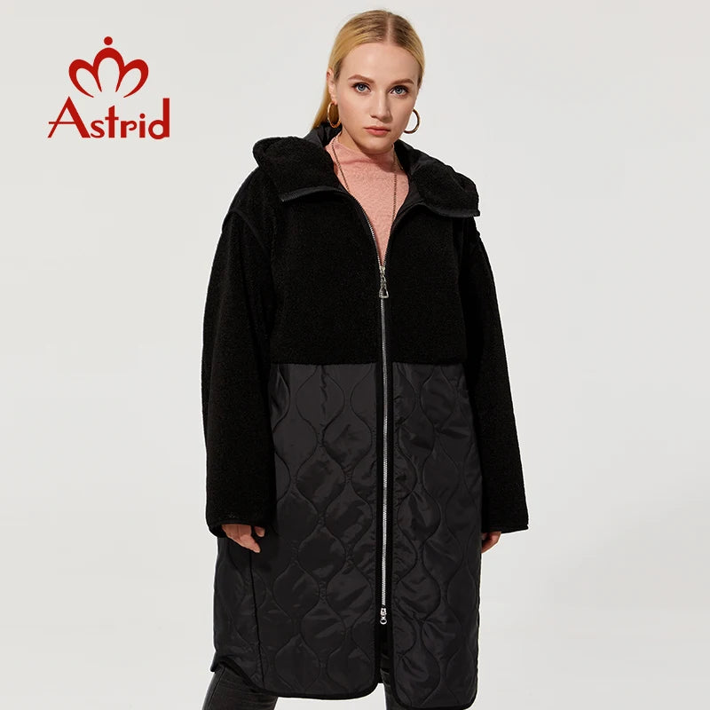 Astrid 2022 winter jacket Hooded long plus size parkas women's winter jackets faux Fur tops Fashion stitching coat women AM-7542