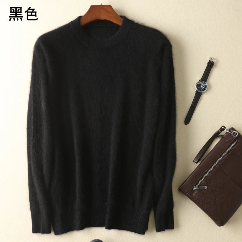 Men's 100% Pure Mink Cashmere Sweaters Soft Warm O-Neck Casual Pullovers Winter Long Sleeve High Quanlity Tops 17Colors Jumpers