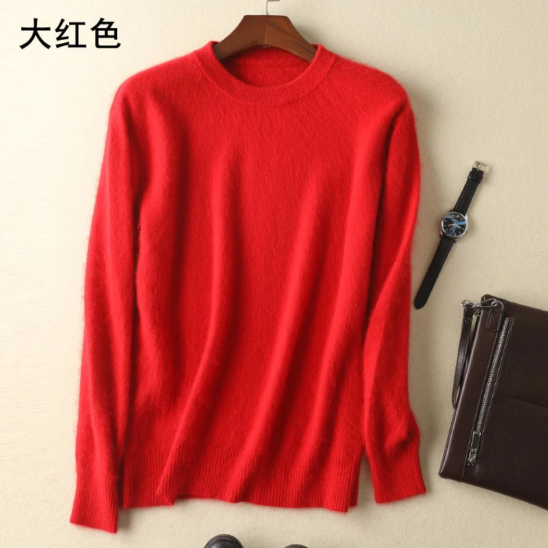 Men's 100% Pure Mink Cashmere Sweaters Soft Warm O-Neck Casual Pullovers Winter Long Sleeve High Quanlity Tops 17Colors Jumpers