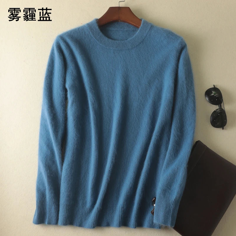 Men's 100% Pure Mink Cashmere Sweaters Soft Warm O-Neck Casual Pullovers Winter Long Sleeve High Quanlity Tops 17Colors Jumpers