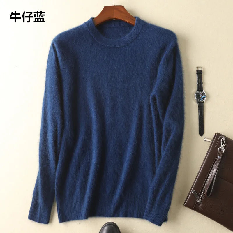 Men's 100% Pure Mink Cashmere Sweaters Soft Warm O-Neck Casual Pullovers Winter Long Sleeve High Quanlity Tops 17Colors Jumpers