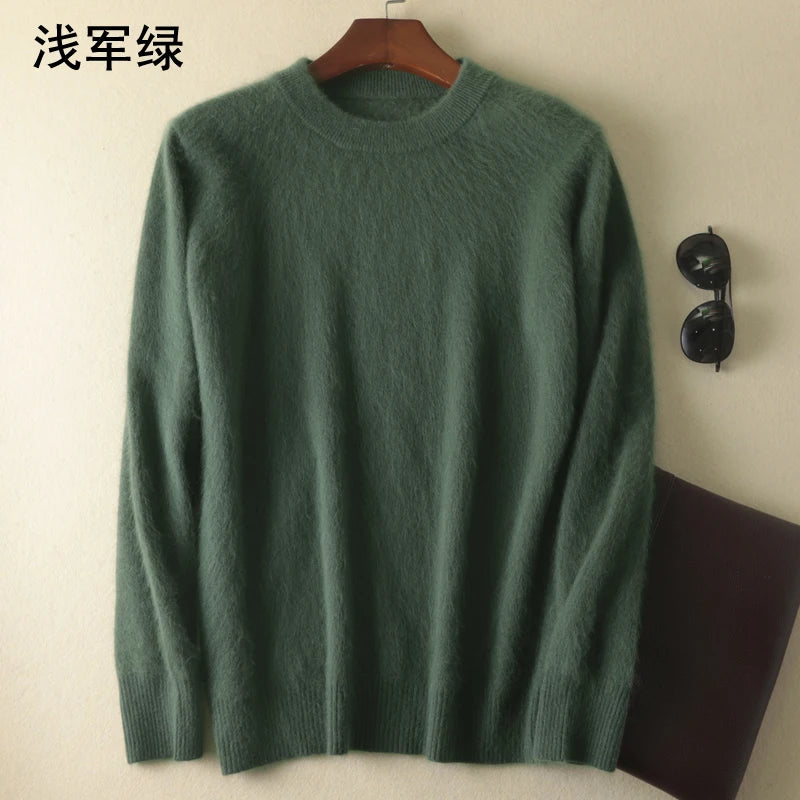 Men's 100% Pure Mink Cashmere Sweaters Soft Warm O-Neck Casual Pullovers Winter Long Sleeve High Quanlity Tops 17Colors Jumpers