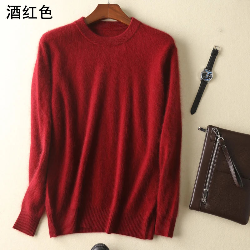 Men's 100% Pure Mink Cashmere Sweaters Soft Warm O-Neck Casual Pullovers Winter Long Sleeve High Quanlity Tops 17Colors Jumpers