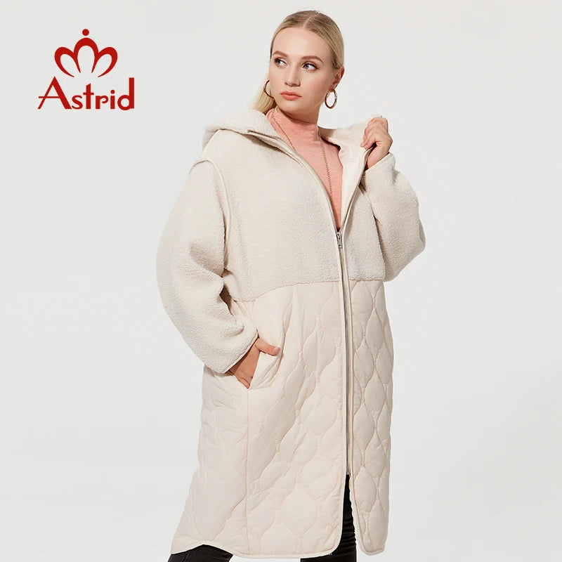 Astrid 2022 winter jacket Hooded long plus size parkas women's winter jackets faux Fur tops Fashion stitching coat women AM-7542